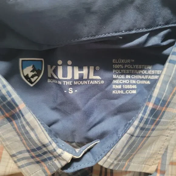 Kuhl NWT KONQUER Plaid Short Sleeve Mens Pearl Snap Button Down Shirt Small